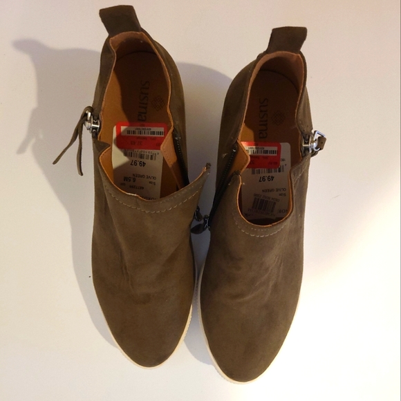 Womens Olive Green bootie show - Picture 2 of 3